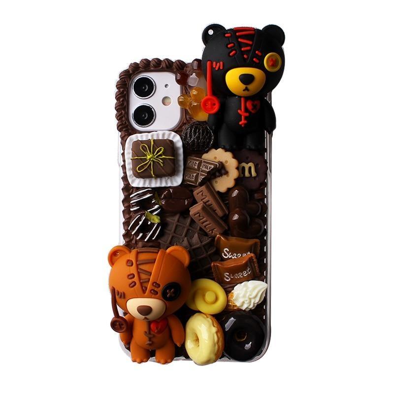 Creepy Teddy Decoden iPhone Case - apple phone, baby bears, coth, creepy