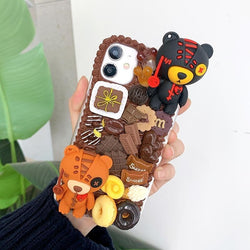Creepy Teddy Decoden iPhone Case - For XR / Brown Bear - apple phone, baby bears, coth, creepy