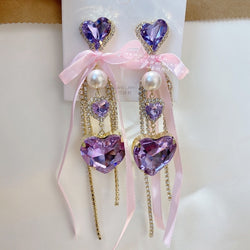 Crystal Princess Drop Earrings - accessories, crystal earrings, crystals, dangle earrings, drop earrings Kawaii Babe