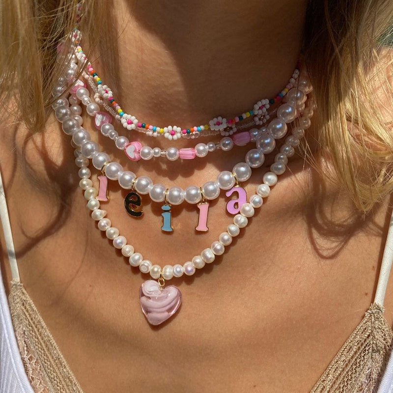 Custom Pearl Name Necklace Jewelry Cute Y2K | Kawaii Babe