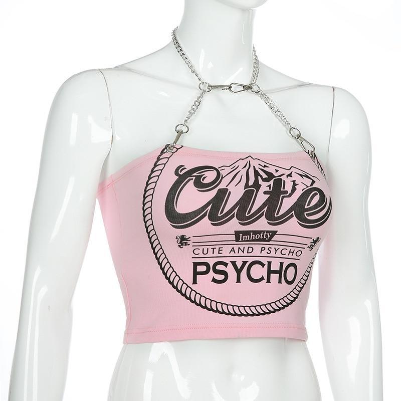 Cute & Psycho Halter Top - baby,belly shirt,belly shirts,belly tank,belly tee