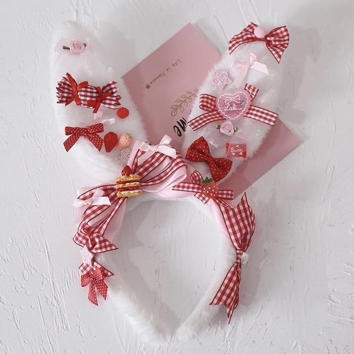 Decora Handmade Bunny Ears - Red - accessories, baby bun, bunny ear, ear headband, ears