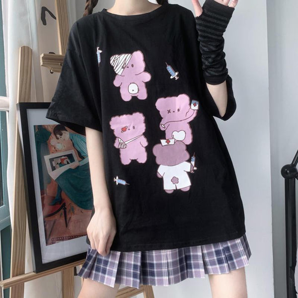 Doctor Teddy Bear Nurse Menhera Pastel Goth T-Shirt Top Kawaii Babe