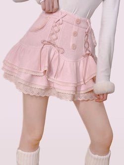 Dollette Skirt & Turtleneck Outfit - Pink / S - angel, belly shirt, crop tops, dollcore, dollette