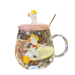 Duck Goose Mug With Lid - Pink - bottles, cups, duck, ducks, ducky