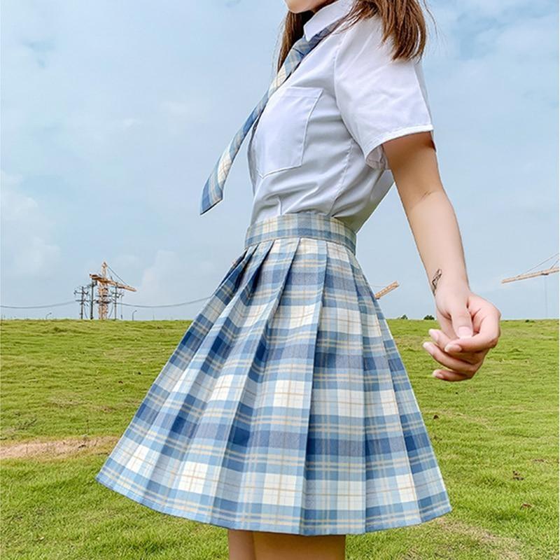 Teen Girl Cut Out Tee & Plaid Pleated Skirt | SHEIN USA