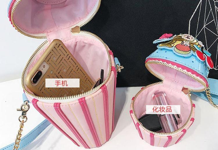 Borsa A Tracolla A Forma Di Cupcake Lolita, Bianca, In Poliestere, Senza Marca - Foto 1