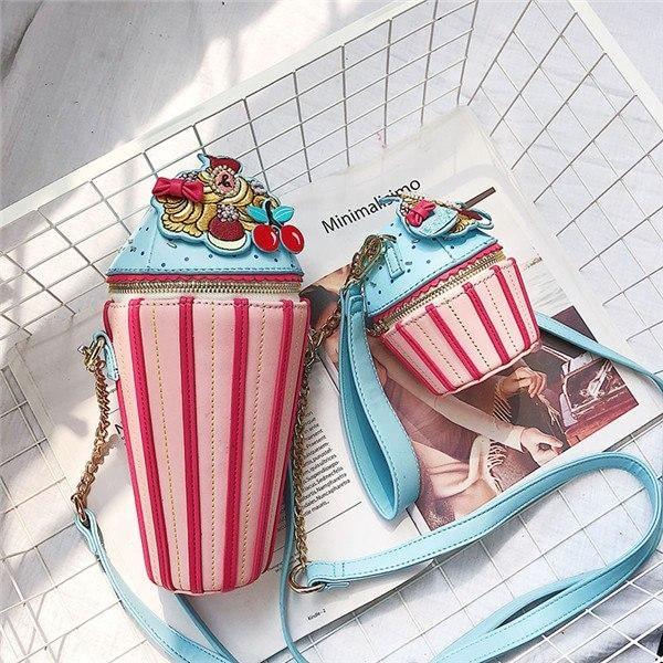 embroidered cupcake handbag set of 2 big small 3d cases cakes coin purse cup bags ddlg