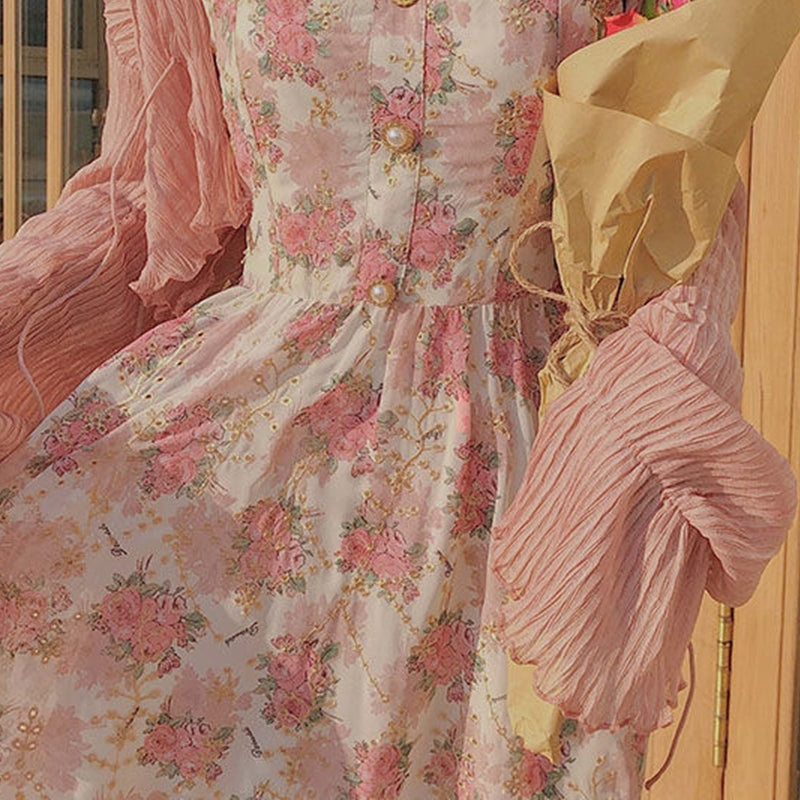 Floral French Vintage Dress Fairycore Angelcore Floral French Vintage Dress Fairycore Angelcore