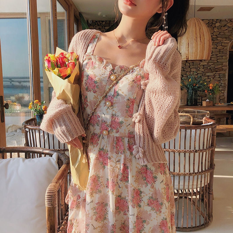 Floral French Vintage Dress Fairycore Angelcore | Kawaii Babe Cardigan Only / XL Floral French Vintage Dress Fairycore Angelcore | Kawaii Babe Cardigan Only / XL