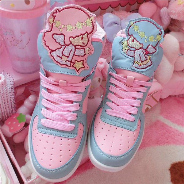 Fairy Kei Sanrio Pastel Little Twin Star Kiki And Lala Hi Top Sneaker Shoes Kawaii Harajuku Japan Fashion by Kawaii Babe
