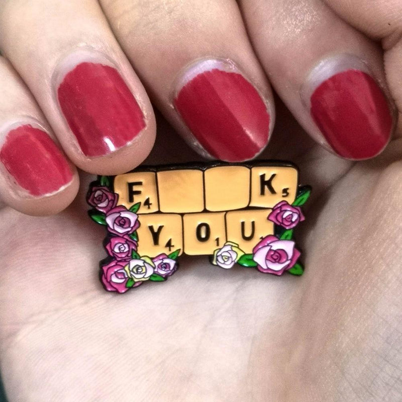 F**k You Scrabble Enamel Pin - brooch, brooches, fuck, fuck you, lapel pin