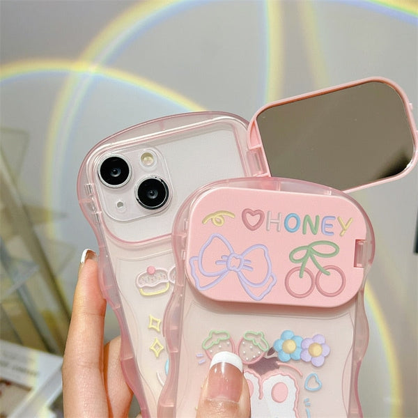 Flip Mirror Bear iPhone Case - iphone 14, iphone case, iphone cases, mirror case, phone case Kawaii Babe