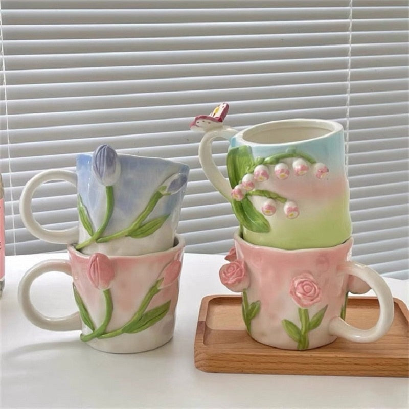 Colorful 3d Coffee Mug/ Handmade Ceramic Mug/ Rainbow Mug/ 