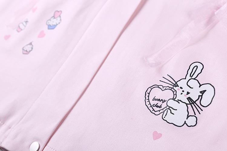 Kawaii Pink Fluffy Bunny Winter Jacket Faux Fur Hood Hooded Sweater Harajuku Lolita Fashion