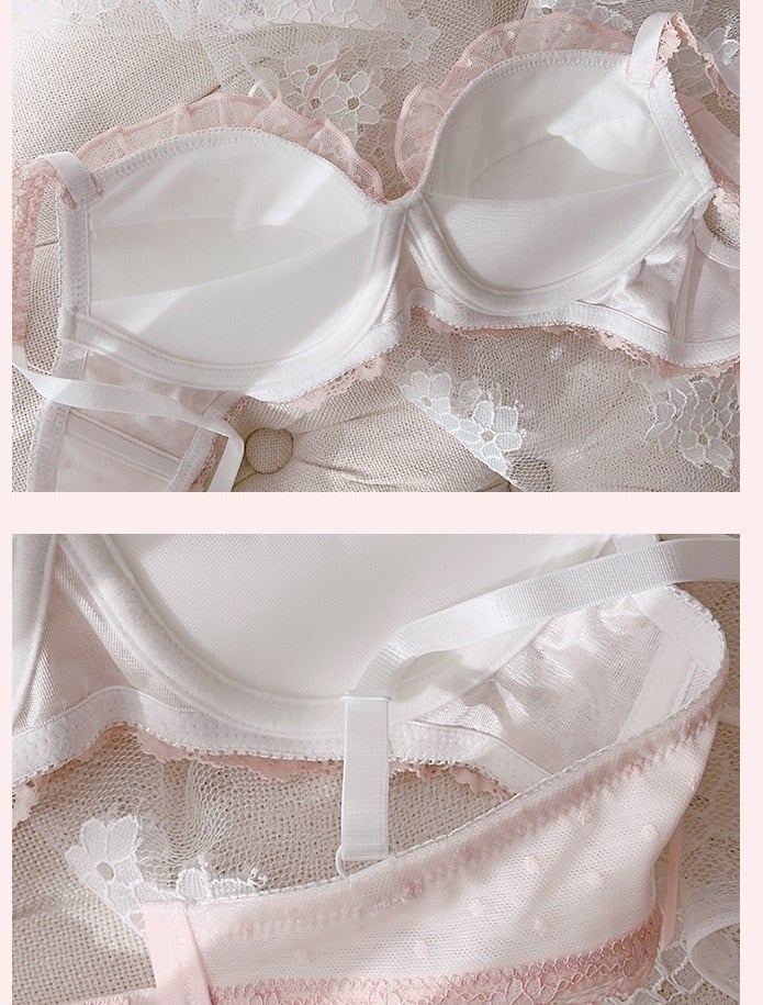 Coquette WHITE Sexy Bralette & Crotchless Panty Set, US One Size