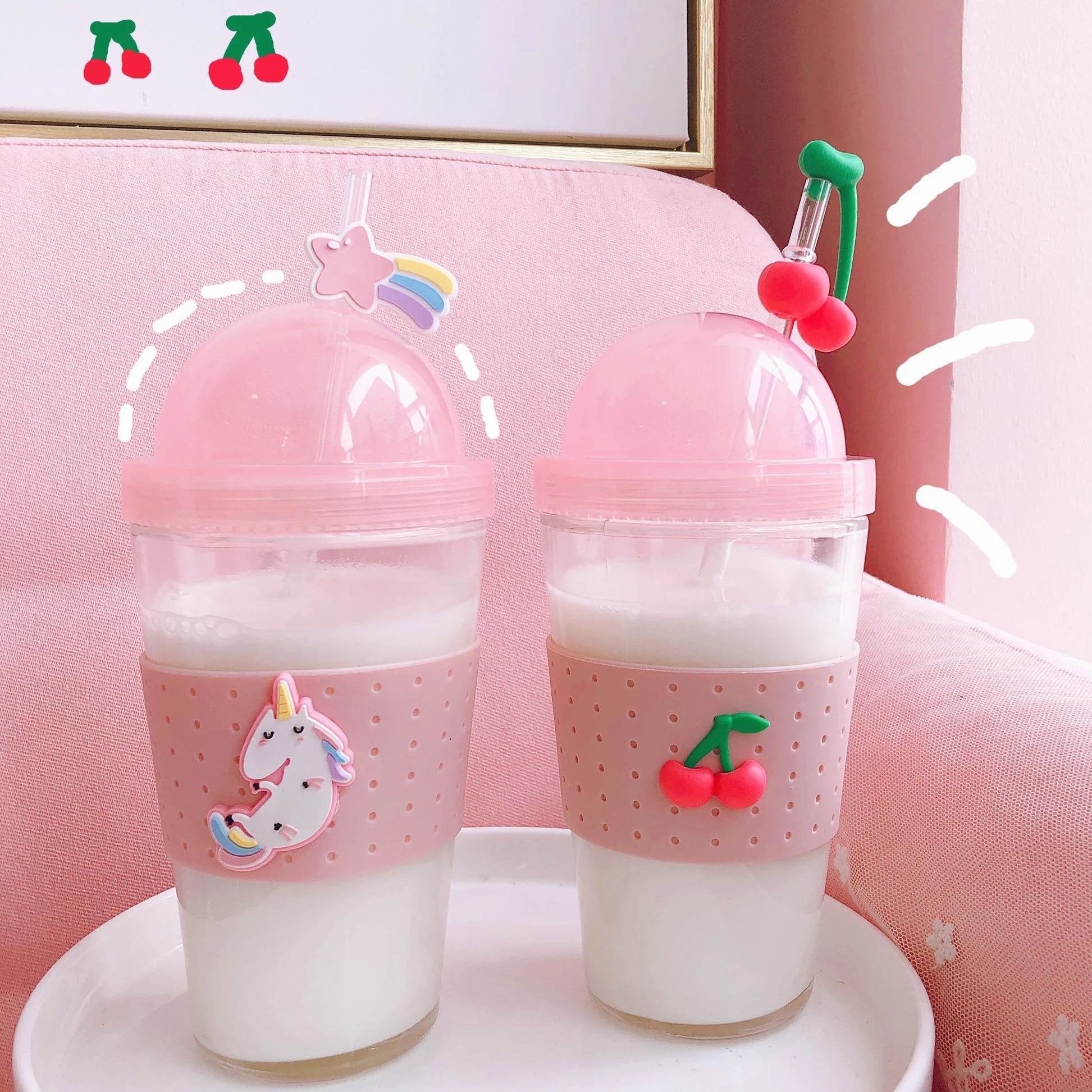 Fruity Fruit Straw Drinking Cup Glass Water Bottle | Kawaii Babe