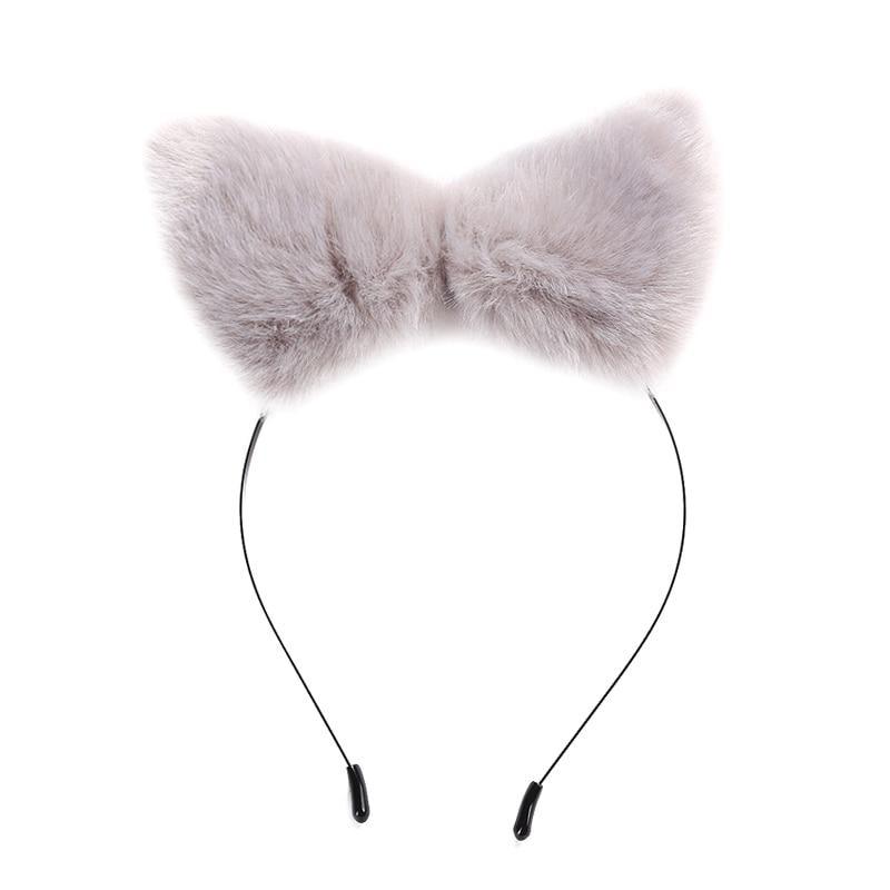 Grey Furry Cat Ear Fox Ears Headband