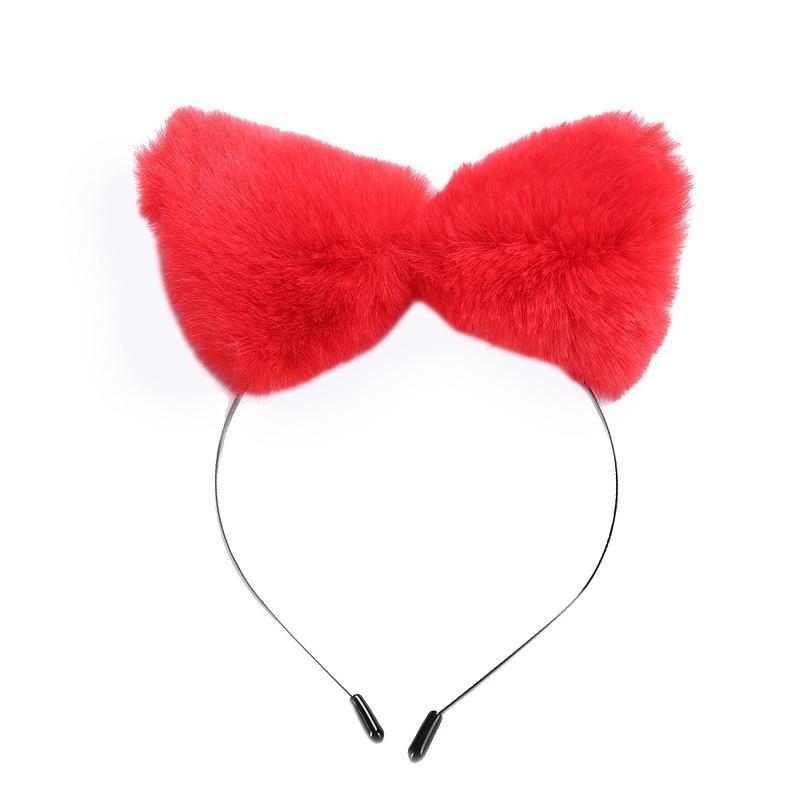 Kawaii Red Cat Furry Fox Ear Headband Pet Play Little Pet Fetish Kinky Vegan Soft Fuzzy Ears