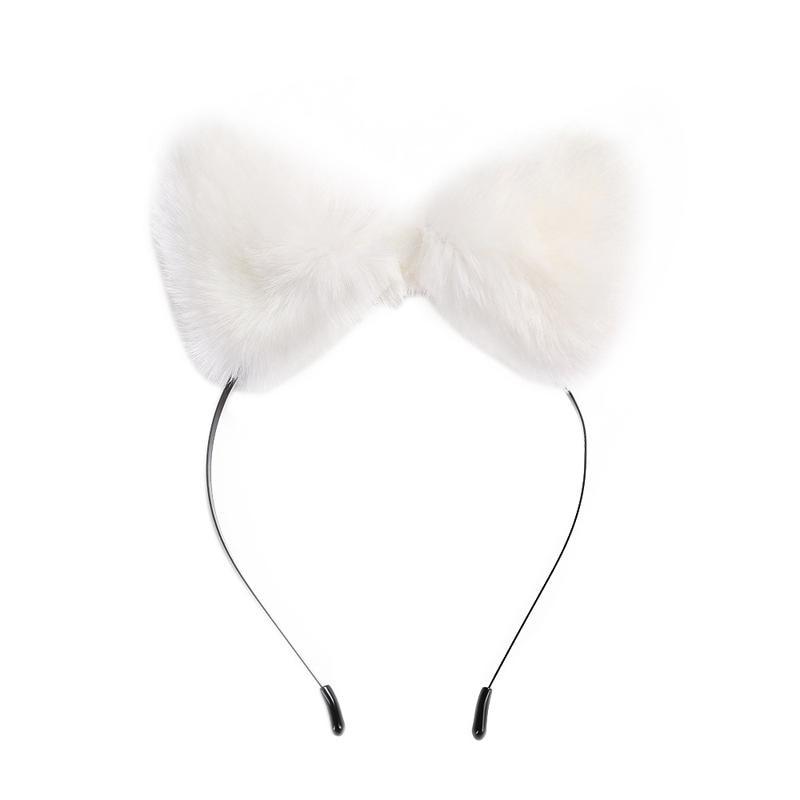 White Furry Cat Fox Ear Headband