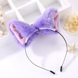 Kawaii Purple Furry Fox Ear Headband Pet Play Little Pet Fetish Kinky Vegan Soft Fuzzy Ears