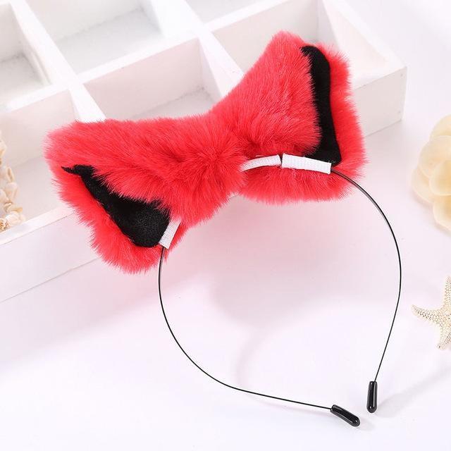 Kawaii Red Furry Fox Ear Headband Pet Play Little Pet Fetish Kinky Vegan Soft Fuzzy Ears