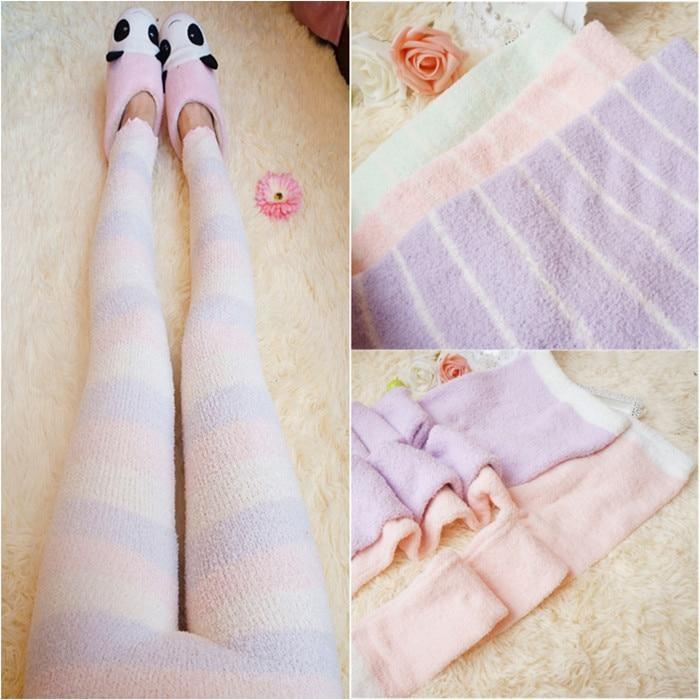 Fuzzy Long John Leggings Stockings Pants Fairy Kei Kawaii Babe