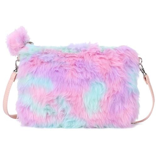 Fuzzy, Soft, Plush Twist Top Handle Fluffy Chain Satchel Bag With Cherry Bag  Charm For Girls, Women, College Students, Rookies & White-collar Workers  For Work, Office, Commute, For Autumn & Winter, Warm