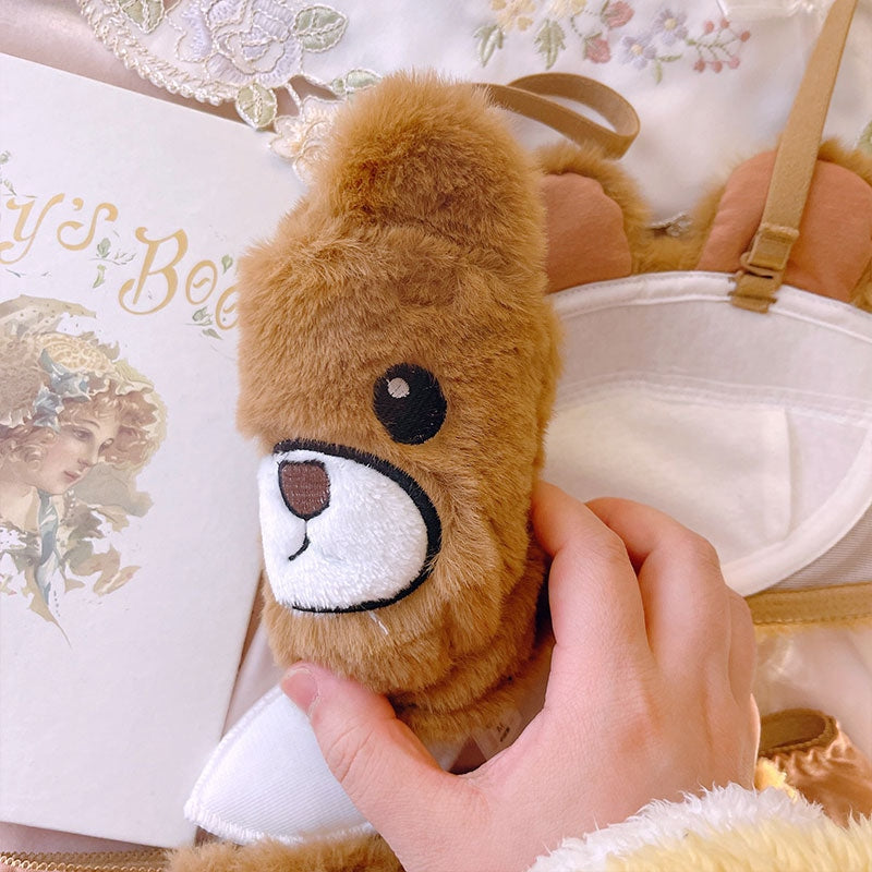 Fuzzy Teddy Lingerie Set Furry Brown Bear Cute Kawaii Babe
