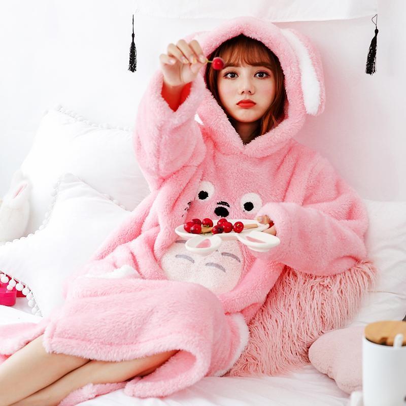 Fuzzy Bear Pajama Set Rilakkuma Jammies PJs Sleepwear