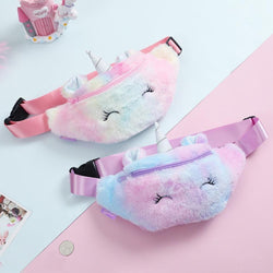 Fuzzy Unicorn Fanny Packs - purse