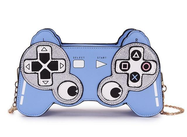Blue Playstation Controller 3D Handbag Glitter Purse Kawaii Bag