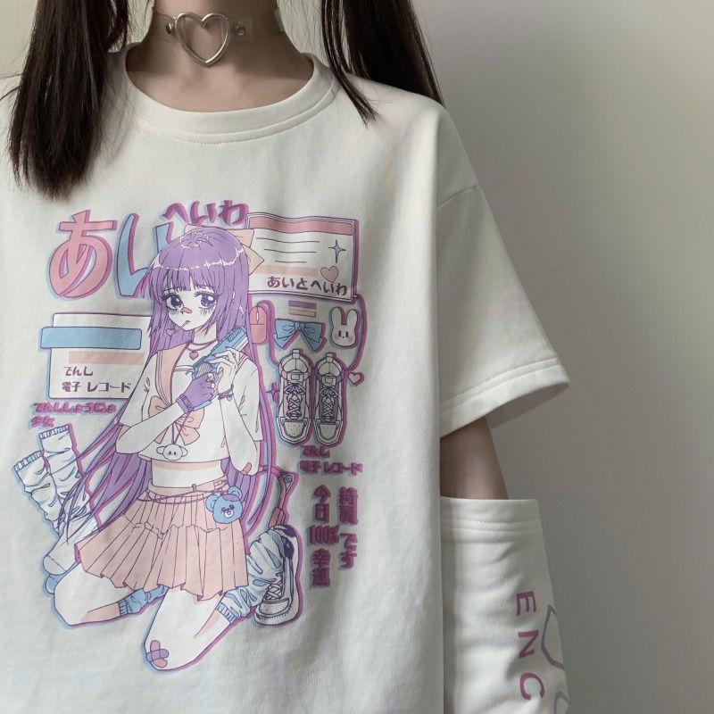 Menhera Goth Anime Oversized T-Shirt Top Kei Harajuku DDLG Playground