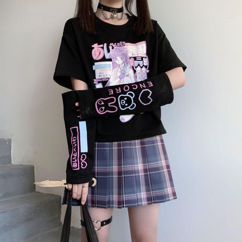 Gamer Warrior Anime Girl T-Shirt Top Harajuku Japan Kawaii Babe