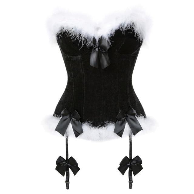 Genuine Holiday Corsets (5 Styles!) - Black Bows / M - bustier, christmas, corset, corsetry, corsets