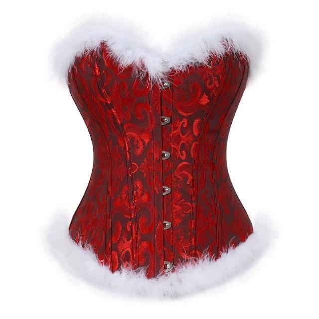Genuine Holiday Corsets (5 Styles!) - Red Patterned / S - bustier, christmas, corset, corsetry, corsets