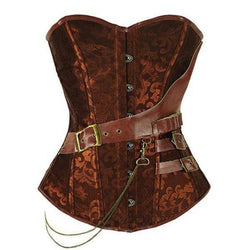 Buckled Waist Cincher - Brown Leather