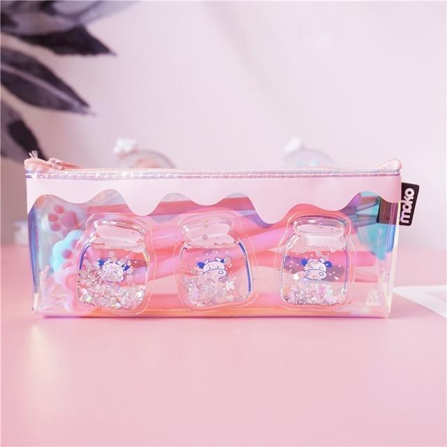 Glitter Jar Stationary Bag - Pink Pencil Bag - pencil case