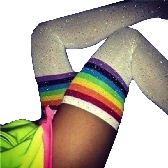 Glitter Rainbow Thigh Highs - Socks