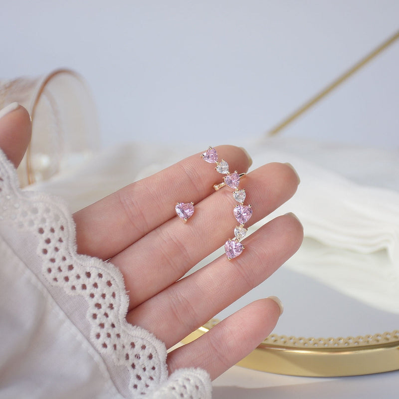 Glittering Hearts Ear Cuff - crystal jewelry, earrings, fake jewelry Kawaii Babe