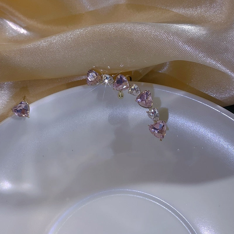 Glittering Hearts Ear Cuff - crystal jewelry, earrings, fake jewelry Kawaii Babe