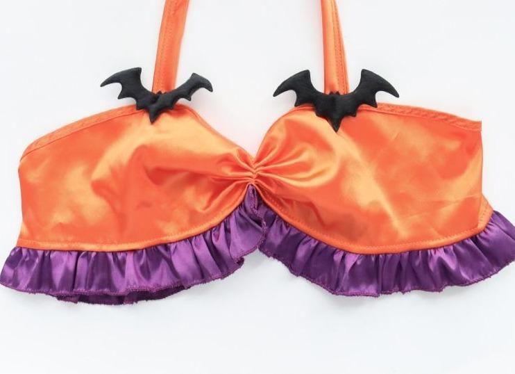 Halloween Ruffled Devil Lingerie Set - bat, bat wing, wings, bats, bikini