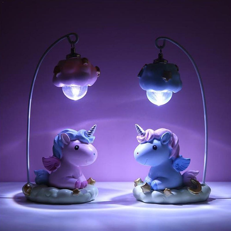 Lovely Unicorn Table Lamp Resin Crafted Luminous Unicorn Adornment Night  Lamp 