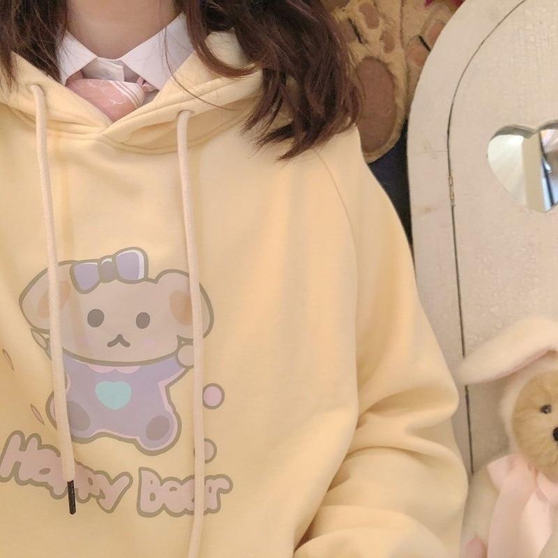 Happy Baby Bear Hoodie - crewneck, crewnecks, fairy kei, hooded, hoodies
