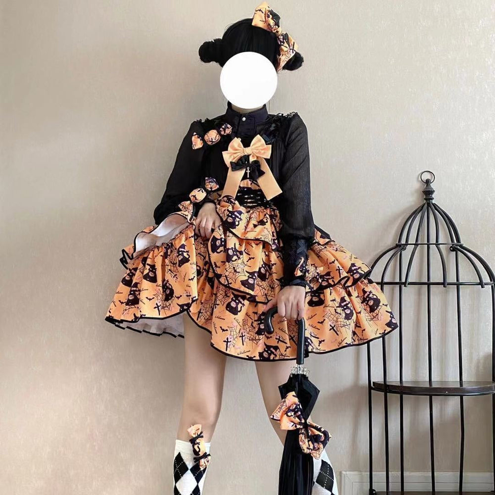 white christmas dresses Haunted Halloween Lolita Dress Pastel Goth JSK Kawaii Kawaii Babe Orange / M
