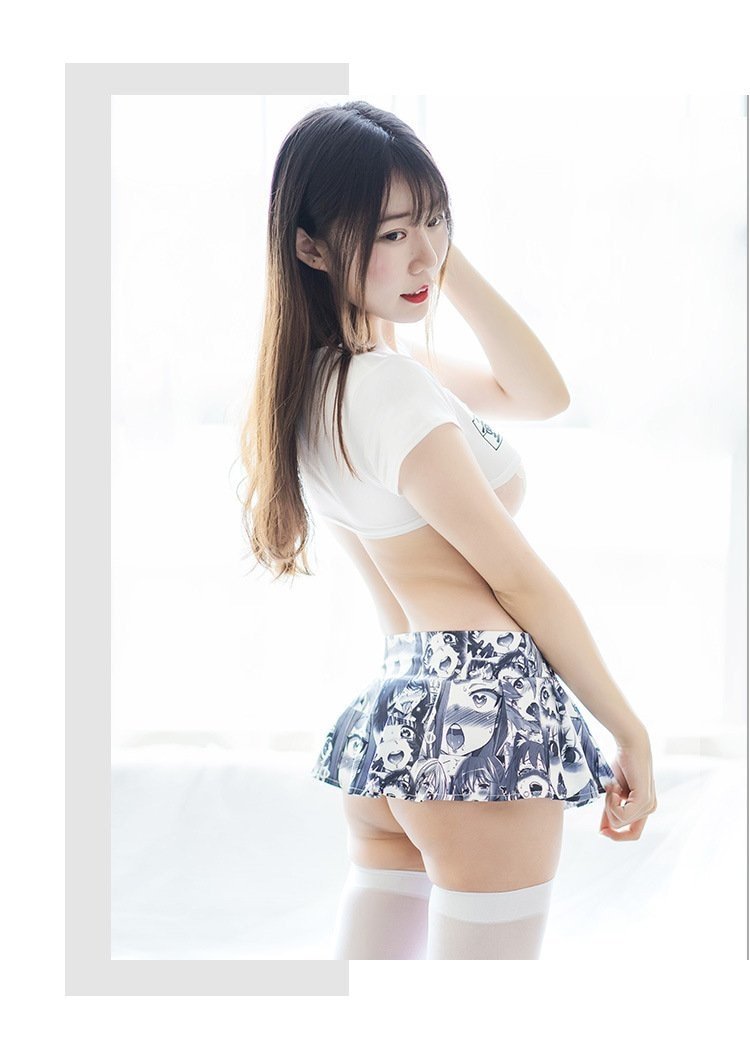 Black White Hentai Manga Anime Mini Skirt Super Short PLeated Tennis Miniskirt by DDLG Playground