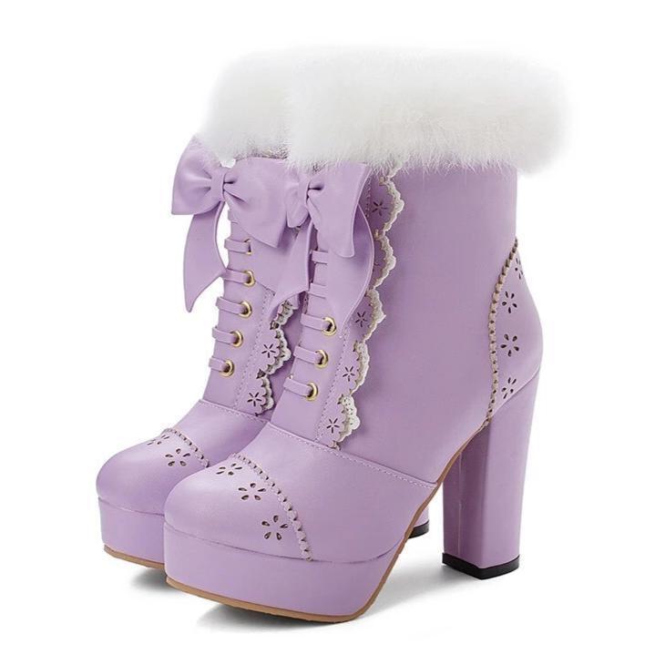 Holiday Lolita Booties - Purple / 12 - boots