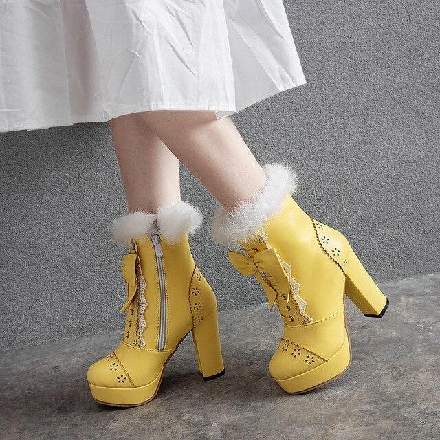 Holiday Lolita Booties - Yellow / 12.5 - boots