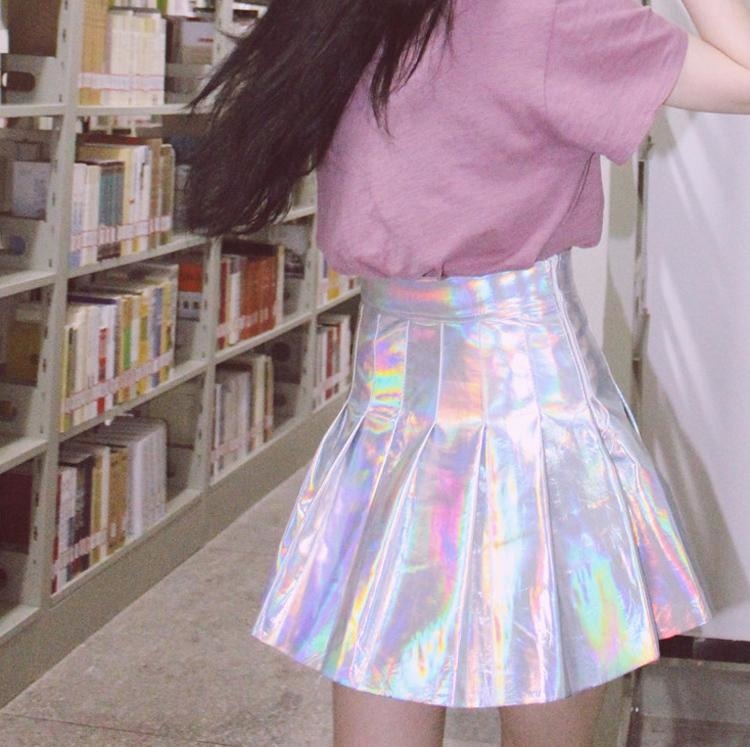 Holographic Pleated Skirt - Skirts