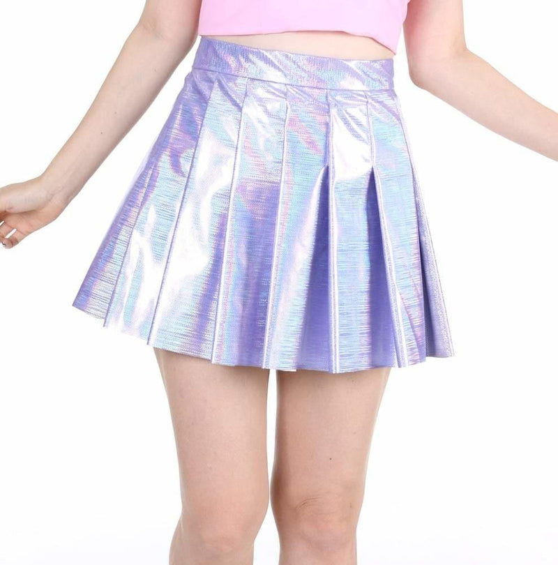 Holographic Harajuku Pleated Silver Mini Skirt Tumblr Aesthetic Shiny ...